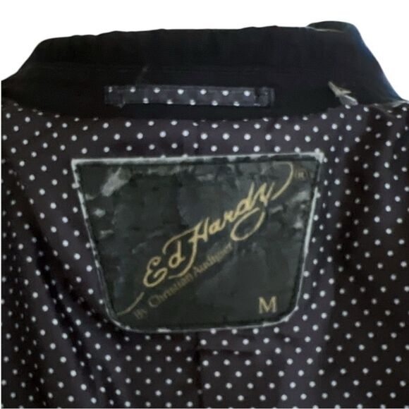Don Ed Hardy Vintage Skull/ Sward/Tiger RARE Sport Coat in Black on Black Sz M - Picture 5 of 12